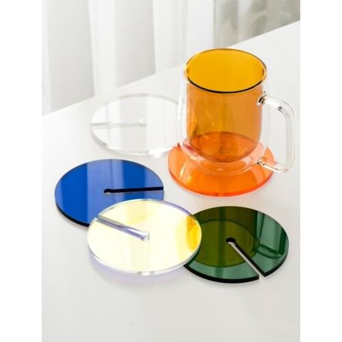 Ins Popular Nordic Desktop Decoration Tableware Acrylic Smart Cup Coaster Insulation Pad Heat-Resistance Placemat Dessous Verre