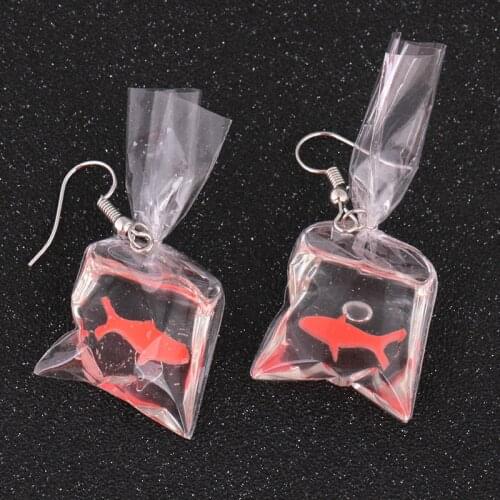 Fashion Transparent Resin Goldfish Charm Small Fish In Water Bag Jewelry Pendant Fish Bag Earrings Pendant Handmade Accessories