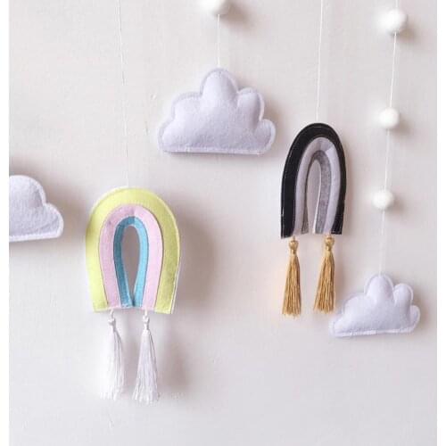 Hanging Ornament Lovely Wooden Stick Cloud Rainbow Bedroom Kids Room Ornament Wall Hanging Decor Decoration Crafts Home Decor