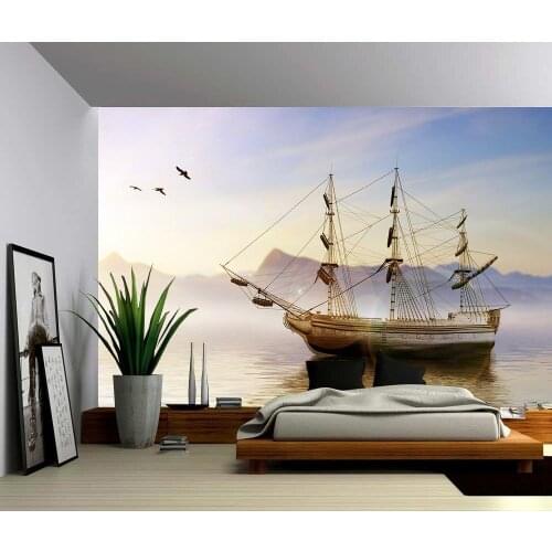 Custom 3D Photo Wallpaperhigh Sailboat At Sea Wall Mural Poster Wall Stickers Home Decor Vinyl Removable Decor