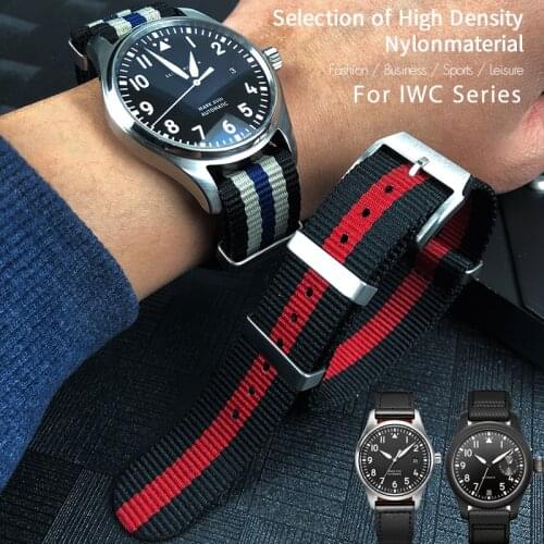 20mm 21mm High Quality Nylon Fabric Watch Band Replacement for IWC Pilot Mark 18 Portofin PORTUGIESER Canvas Sports Wrist Strap
