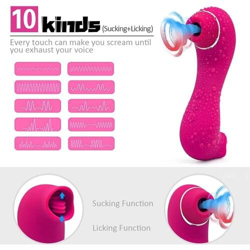 Rose Clitorals Nipple Sucking Vibrator Tongue licking Breast G-Spot vagina Vibrating stimulator woman Sucker Massager sex Toys