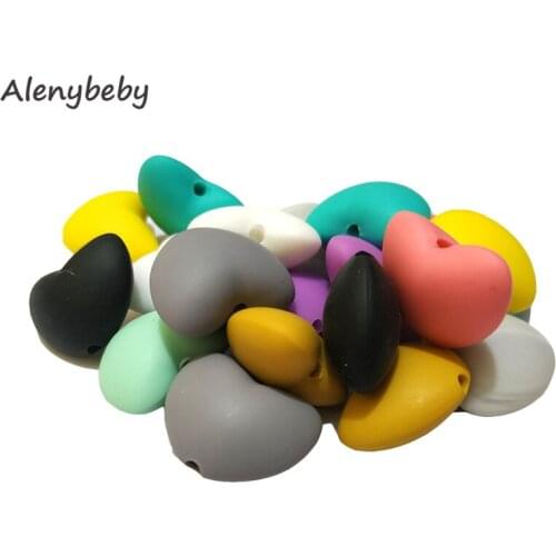 Silicone Heart Beads Teether BPA Free Baby Teething Food Grade Silicone Coon Shape Teethers Mom Infant Nursing Chew Necklace