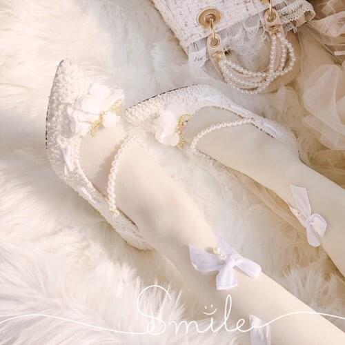 Lolita shoes sweet princess daily japanese vintage lace pointed womens shallow kawaii shoes cosplay loli women Lolita shoes