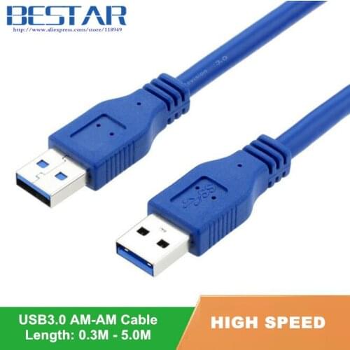 Blue Dual USB 3.0 A type Male to Male USB Extension Cable AM TO AM 30cm 60cm 1m 1.5m 1.8m 2.5m 3m 5m 4.8Gbps Support USB 2.0