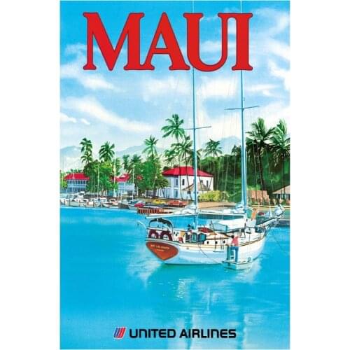 Vintage Hawaii Travel Tourism Maui Harbor Airline Retro Poster Canvas Painting DIY Wall Paper Posters Home Decor Gift