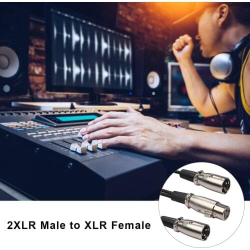XLR Splitter Cable, 3 Pin XLR Female To Dual XLR Male Patch Y Cable Balanced Microphone Splitter Cord Audio Adaptor- 1 Feet