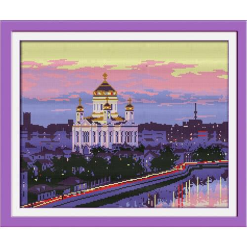 The courtyard building cross stitch kit land 18ct 14ct 11ct count printed canvas stitching embroidery DIY handmade needlework