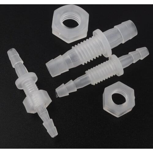 100pcs 3~8mm M6~M10 PP Thread PP Straight Connectors Hex Nut Aquarium Tank Air Pump Fittings Drinking Water Hose Pagoda Joints