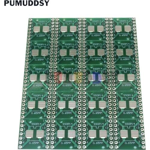 20PCS/Lot SOP14 SSOP14 TSSOP14 to DIP14 Pinboard SMD To DIP Adapter 0.65mm/1.27mm to 2.54mm DIP Pin Pitch PCB Board