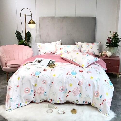 2020 Glossy Satin Printed Bedding Set Smooth Lustrous Duvet Cover Set Bed Sheet Pillowcases Single Full Queen King size 4pcs