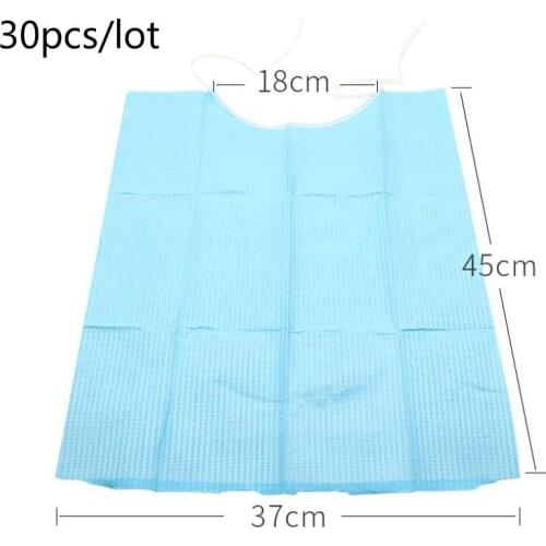 30pcs Medical Disposable Bib Neckerchief Dental Napkin Blue Paper Scarf Towels Bibs Dentistry Materials