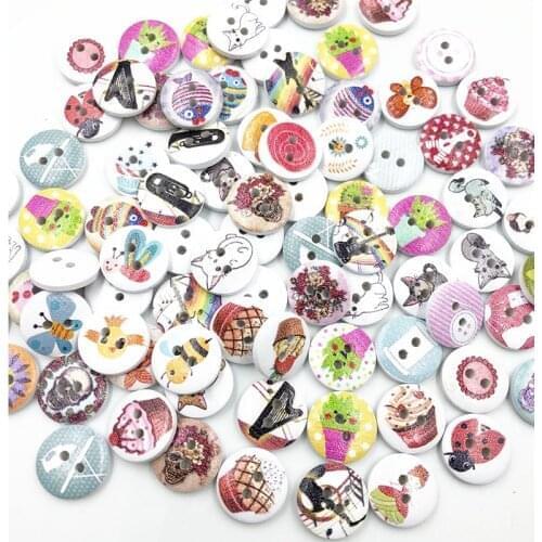 50PCs 2 Holes Mixed Flower Buttons for Needlework Craft Scrapbooking DIY Sewing Decorative Childrens Button Clothing WB691