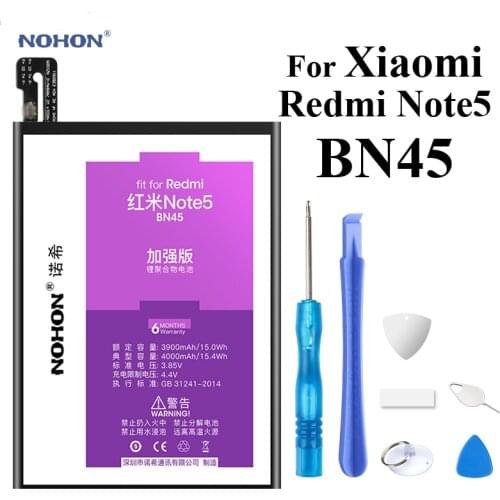 Nohon Battery BN45 For Xiaomi Redmi Note 5 Note5 3900-4000mAh High Capacity Li-polymer Built-in Batteries For Xiaomi Redmi Note5