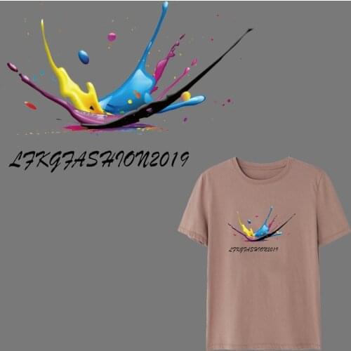 Watercolor Cute Heat Transfer Stripes Decal Splattered Paint Ironing Stickers Printed Thermal Transfer For Clothing Decor