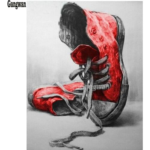 Diamond Embroidery Red shoes pattern 5D DIY Diamond Painting Cross Stitch kits mosaic Rhinestone black white art wall Decoration