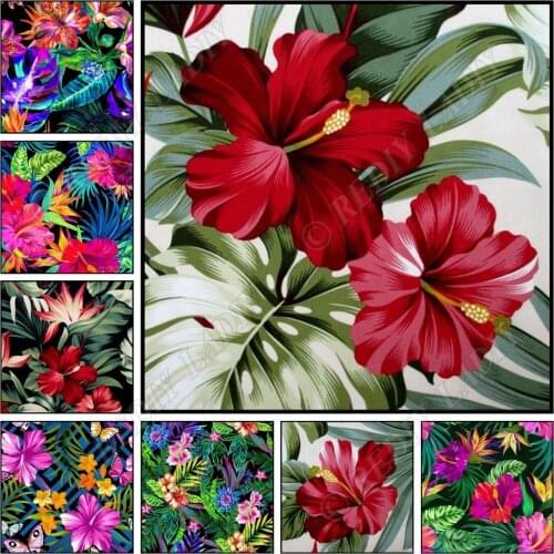Diamond Embroidery Tropical Style Flowers Picture of Rhinestones Full Square / Round Diamond Mosaic Cross Stitch Kits Home Decor