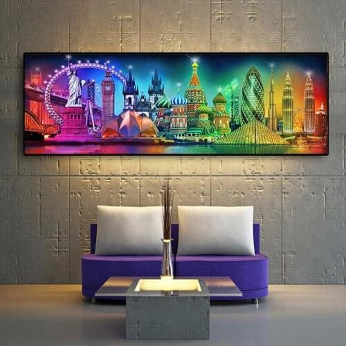 DIY Diamond Painting Full Display Handmade Mosaic Diamond Embroidery London Big Ben Statue Liberty Russian Church Landscape