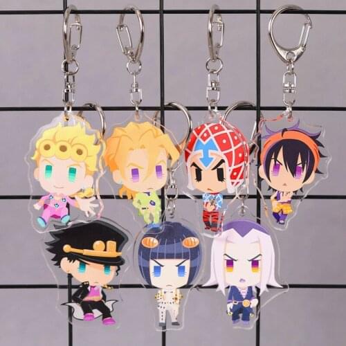 7CM Japanese Anime JOJOs Bizarre Adventure Acrylic Keychain Pendant Q Version Characters Key Holder Anime Around