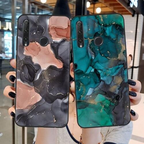 Vintage Marble Watercolor Art Phone Case For Huawei Honor 10 20 30 Lite Pro 10i 30i 8C 8X 9X Pro 10X Lite Black Silicone Covers