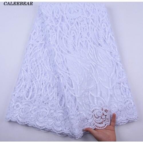 Pure White Sequins Wedding Lace Nigerian Lace Fabric Latest African Lace Fabric 2020 High Quality French Tulle Lace Fabric S2053