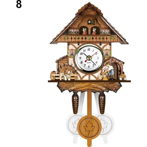 Wooden Cuckoo Wall Clock Bird Time Bell Swing Alarm Watch Home Art Decor SCVD889