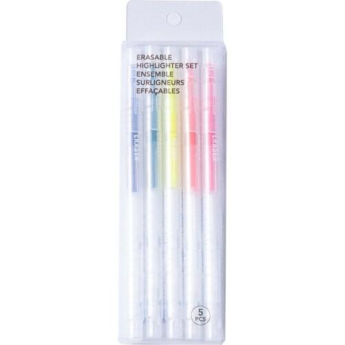 6 Set/Lot Erasable Highlighter Marker Pens Fluorescent Color Liner Drawing Highlight Book Marker Office School Supplies A6059