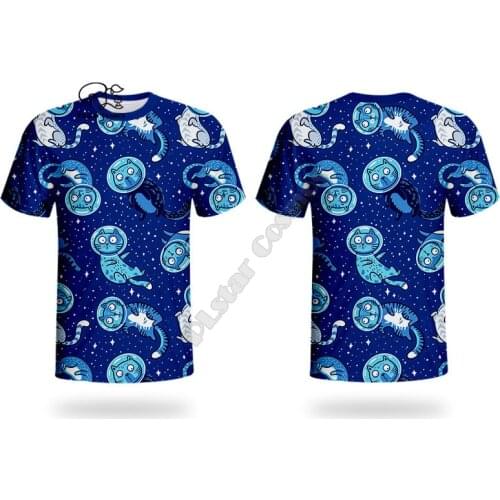Space cat T Shirt summer printed t-shirt men for women shirts tops black cotton tees Fashion Short sleeve