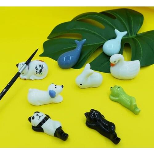 Cute Animal Ceramic Paint Brush Pen Holder Pen Rack Display Stand Palette for Watercolor Gouache Acrylic Painting Art Supplies