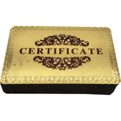 20pcs/lot Nice Certificates of Authenticity 99.9% 24 Carat Gold Certification For Beautiful Gifts And Collection