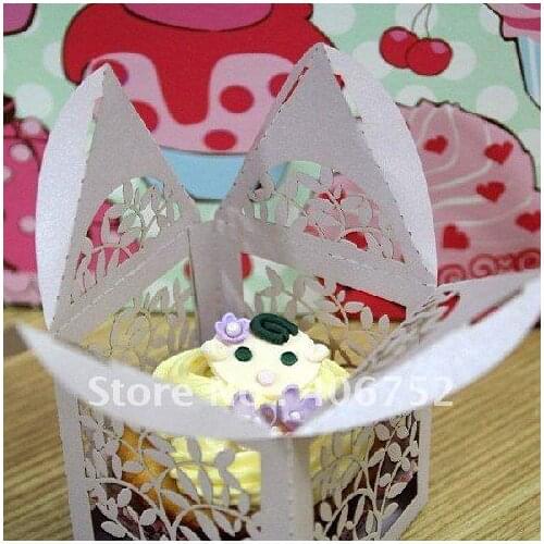 Laser cut leaves paper customized OEM available in various color individual wedding cake boxes