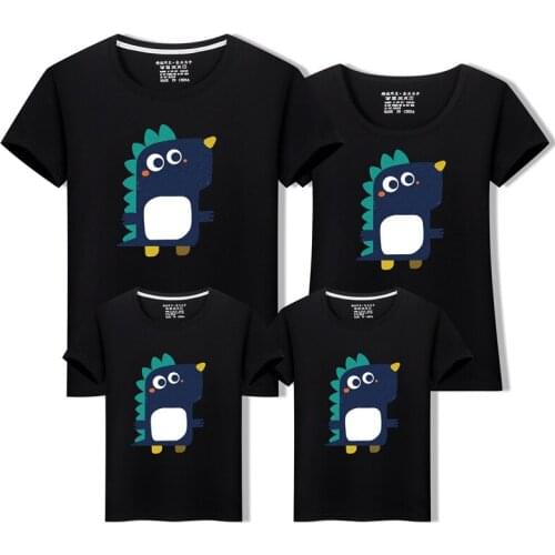 Summer Father Mother Daughter Son Cartoon Dinosaur Print Shirts Dad Mommy And Me Sport Tshirt Family Matching Tops Clothes