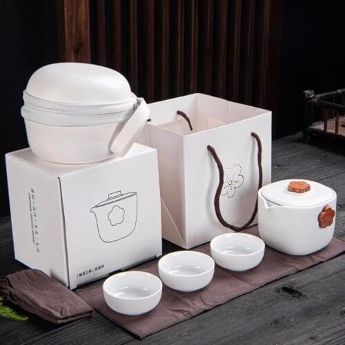 Set of ceramic travel kungfu tea set Simple tea brewing set for outdoor tourism Express cup Tea set suit