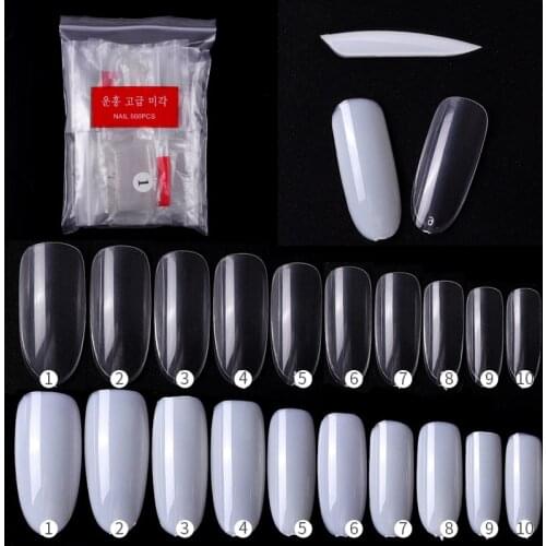 Fake Nail Tips Transparent Color Lengthened Ballerina Oval Nails Full Coverage Fake Acrylic Professional Manicure Supplies Tools