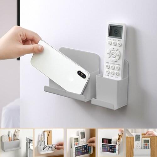 Wall Mounted Remote Control Organizer Storage Box Air Conditioner Storage Case Mobile Phone Plug Holder Stand Container