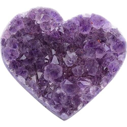 Natural Amethyst Heart Shape Crystal Quartz Healing Stone For Home Decoration Ornament Collection Purple