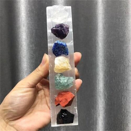 Natural raw selenite 7 chakra rough stick crystals healing wand stones for folk crafts