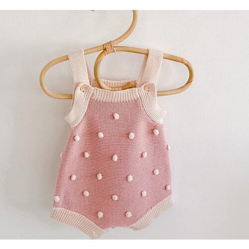New Baby Girls Sling Clothes Handmade Ball Knitted Woolen Jumpsuit Infant Romper Autumn Spring Cute Toddler Outfit Birthday Gift