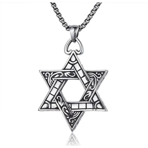 Hexawn star necklace male titanium steel pendant stainless steel retro hegemonic European and American jewelry gothic charms