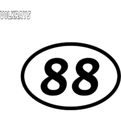 Volkrays Fun Personalized Car Stickers 88 Eighty-eight Number Oval Decals Decoration Accessories Black/Silver,15cm*10cm