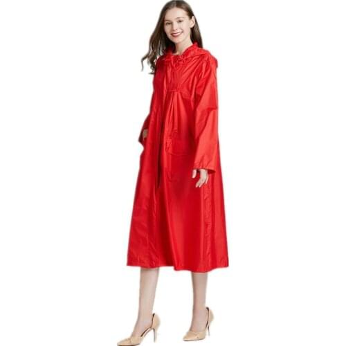 Lengthen Women Red Black Raincoat Thin Poncho Ladies Waterproof Long Breathable Men Rain Jacket Adults Windproof Raincoats