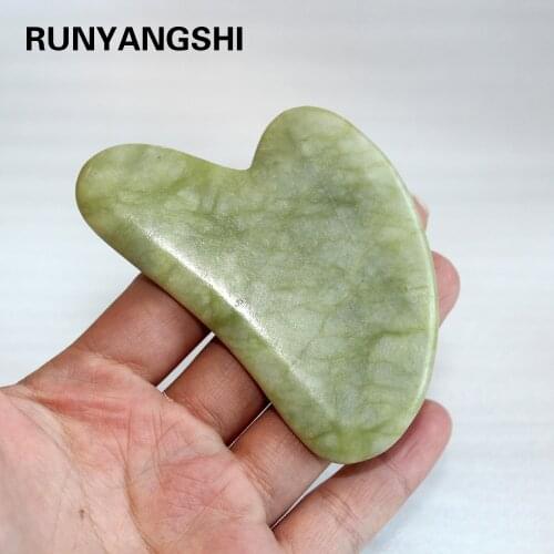 Natural green jade Gua Sha Board Pink Jade Stone Body Facial Eye Scraping Plate Acupuncture Massage Relaxation Health Care 1