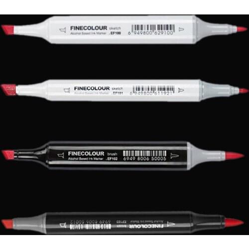 FINECOLOUR EF100/101/102/103 Dual Heads Professional Art Oily Alcoholic Marker Universal 80/120/168/360 Colors For Art Workers
