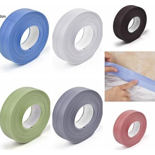 PVC Bathroom Shower Sink Bath Sealing Strip Tray Gap Strip Self-Adhesive Waterproof Kitchen Bathroom Wall Sticker Sink Edge Tap