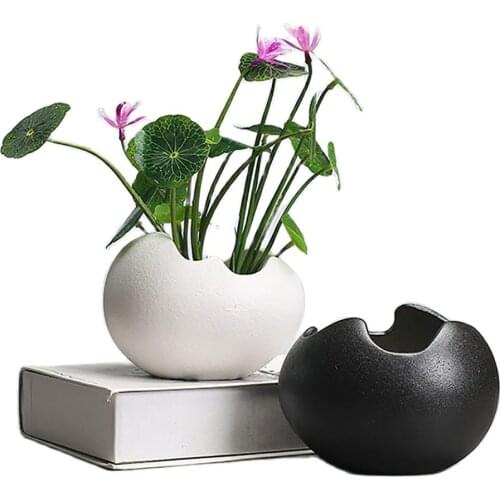 Retro Ceramic Flower Pot Creative Black And White Plant Flower Flowerpot Home Gardening Hydroponic Pot Decoration Daily Ornament