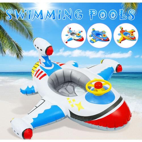 Airplane Infant Float Pool Inflatable Circle Baby Seat with Steering Wheel Swimming Ring Summer Beach Party Pool Airbag Boat Toy