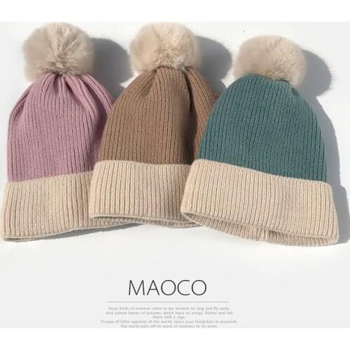 K217 Winter Hat Womens Hat Thick Woolen Hat Warm Knitted Hat And Comfortable Ear Protection Japanese Cold Hat Bubble Hat Warm