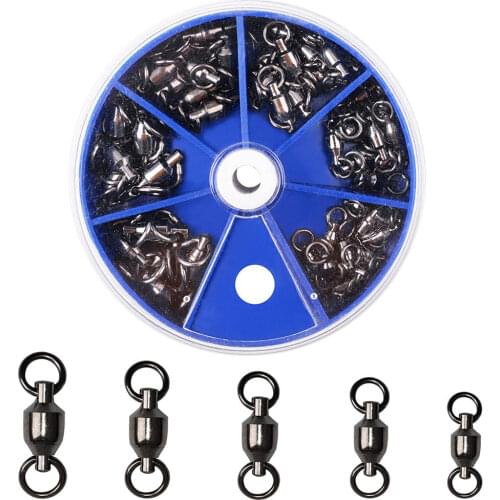 50Pcs/Box Ball Bearing Fishing Swivel With Solid Ring Stainless Steel High Strength Rolling Swivel Fishing Connector Accessories
