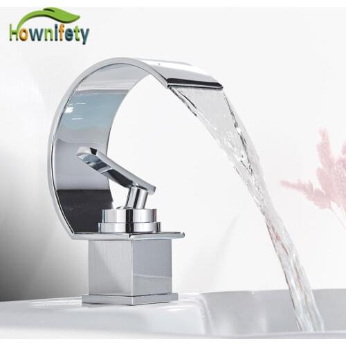 Basin Faucet Waterfall Bathroom Crane Tap Hot Cold Kitchen Mixer Deck Mounted Chrome Brushed Nickel ORB finished