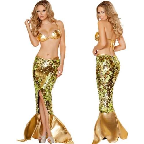 Sexy Mermaid Sequined Erotic Lingerie For Sex Sexy Underwear Temptation Long Dress+Bras Disfraces Adultos Mujer Sexy M-XL WL128